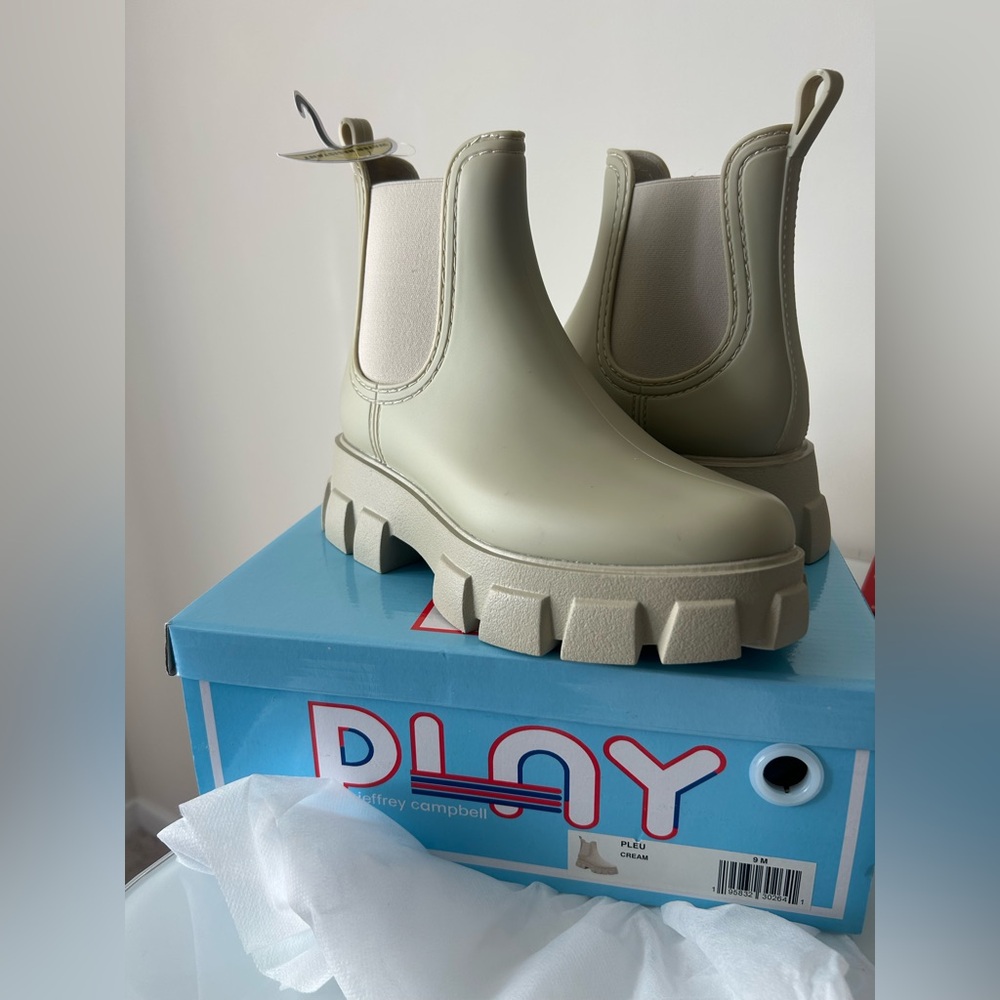Jeffery Campbell cream Ankle Platform rain Boots